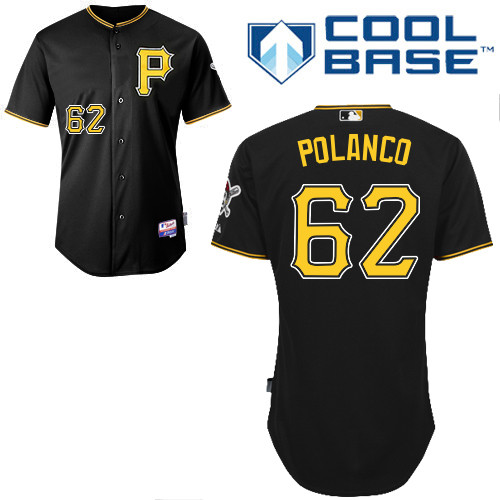 Gregory Polanco #62 MLB Jersey-Pittsburgh Pirates Men's Authentic Alternate Black Cool Base Baseball Jersey